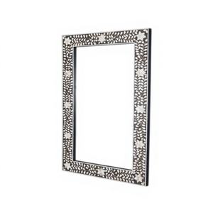 Modern <b>Large</b> Rectangular Bone Inlay <b>Framed</b> Wall <b>Mirror</b> Handmade with Polished Edge 6mm Thickness for Home & Hotel Decor - Product Image 1