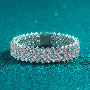 Bracelet gourmette en argent 925 avec diamants certifiés de laboratoire, chaîne tennis légère et sertie, bijoux de luxe pour homme, cadeau tendance - Product Image 2