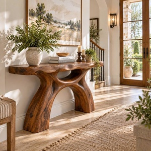 Mueble Consola de Madera Maciza del Fabricante, Mesa Consola Rústica, Mesa Consola Personalizada Estilo Granja, Mesa de Entrada, Mesa Estrecha para Decoración del Hogar - Product Image 4