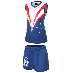 Ensemble d'uniformes de football australien avec drapeau, maillot d'équipe personnalisé imprimé sur le devant, vêtements de sport respirants en polyester, sans manches, OEM - Product Image 6