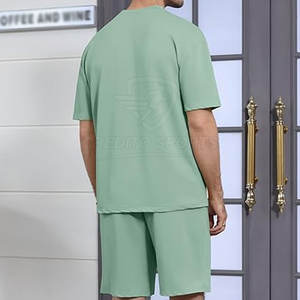 Conjunto de pantalones cortos y camiseta para hombre, 100% algodón, conjunto de pantalones cortos y camiseta para hombre para uso casual de verano. - Product Image 4