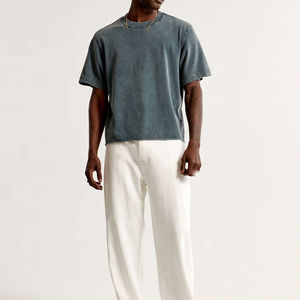 Camiseta Larga Unisex con Efecto Ácido, Algodón Personalizado, Estilo Urbano Oversize, Diseño Vintage Lavado, Patrón Liso, Ringer para Hombre, Ropa Casual - Product Image 3