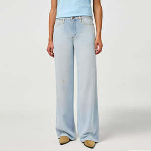 Jean en denim coupe bootcut pour homme, délavé clair, taille mi-haute, coupe droite, écologique, résistant à la décoloration, style streetwear, en coton, avec poches - Product Image 1