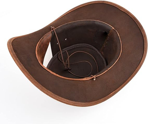 Chapeau de cowboy vintage en cuir vieilli brun tan, neuf - Product Image 5