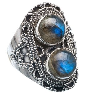 Labradorite <b>Ring</b> 925 Sterling <b>Silver</b> Handmade <b>Boho</b> Statement Promise <b>Ring</b> for Women Natural Round Gemstone Jewelry <b>Ring</b> - Product Image 4