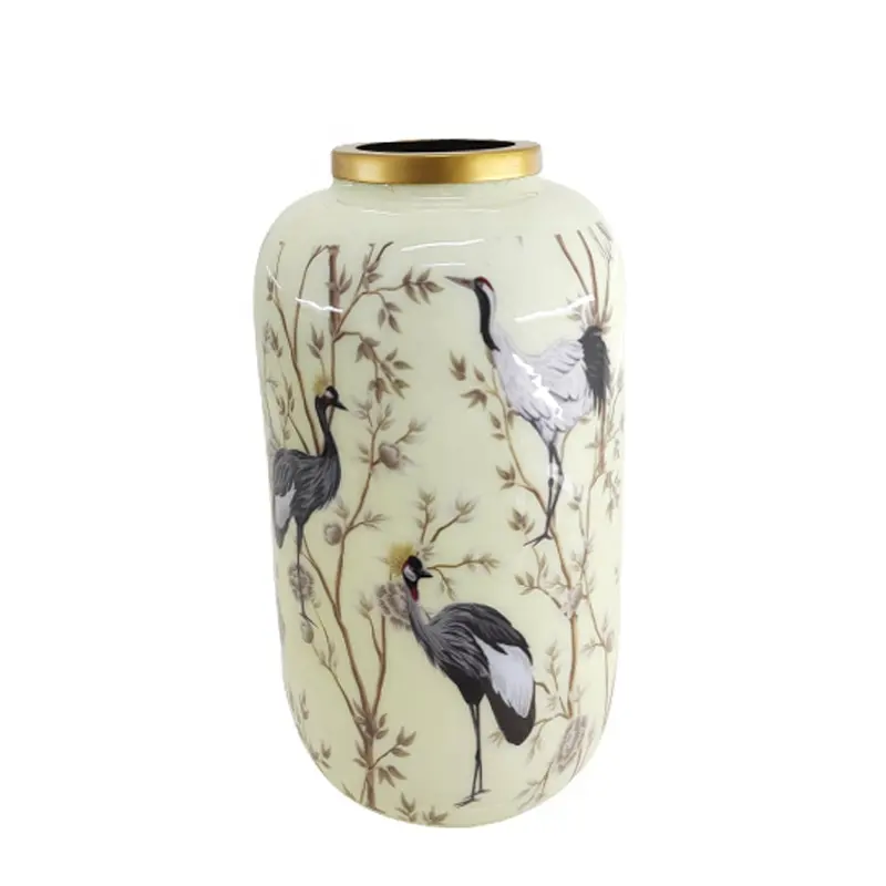 Vaso de flores para decoração de casa, itens para decoração de mesa, vaso de flores, adesivo de esmalte e cor dourada, vaso de flores de tamanho grande