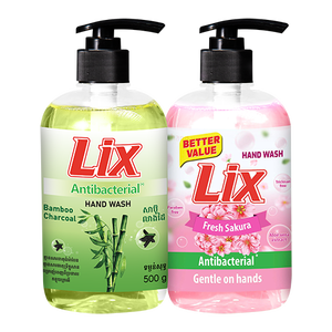 LIX Essential Daily Glicerina Líquido de lavado de manos para adultos Antibacteriano Flor de cerezo y jabón de manos de carbón de Bambú - Product Image 1
