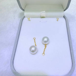 Boucles d'oreilles pendantes en perles d'eau douce de haute qualité, 10-11 mm, rondes, presque parfaites, accessoire polyvalent pour deux oreilles - Product Image 4