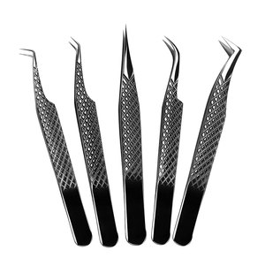 Pinces à cils antistatiques en acier inoxydable avec pointe en fibre antidérapante, pinces à volume haute précision, fabrication pakistanaise - Product Image 1