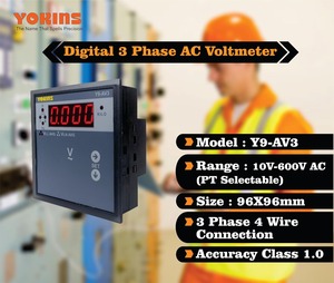 Voltímetro Trifásico Yokins Y9-AV3 True RMS 15-600V, Medidor Digital de Panel con Selección de PT y Pantalla de Frecuencia - Product Image 5