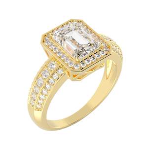 Bague de fiançailles et de mariage pour femme RITZIN en or jaune massif 14 carats avec moissanite, design élégant pour cadeau de Noël - Product Image 5