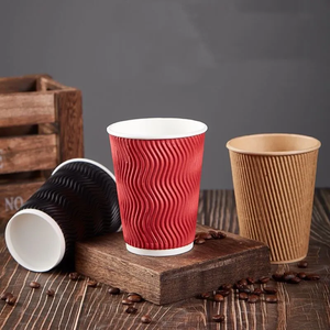 Ripple Wall Paper <b>Cups</b> <b>Disposable</b> Hot Drink Kraft Paper Coffee <b>Cup</b> Red Brown Black many Color Options - Product Image 1