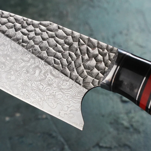 Couteau de chef en acier Damas, manche en bois, style japonais, avec étui en cuir, lame forgée à la main, ambidextre, couteau de cuisine - Product Image 4