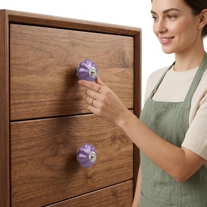Beads Art Purple <b>Ceramic</b> Melon Shape Industrial Design Cabinet Knobs & Handles for Home Office Furniture - Product Image 2