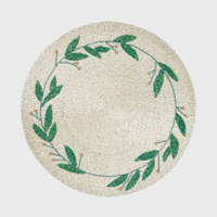 Set de table en perles faites à la main, motif floral lapin brodé, tapis écologique personnalisable, décoration bohème de luxe pour la maison, logo personnalisé