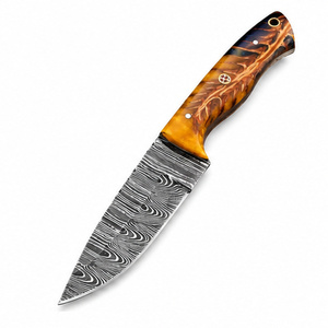 Cuchillo Skinner Jexmoo Personalizado Hecho a Mano de Acero de Damasco de Alta Calidad de 9 Pulgadas con Mango Elegante y Funda de Cuero para Uso en Exteriores, Ideal para Regalo - Product Image 3