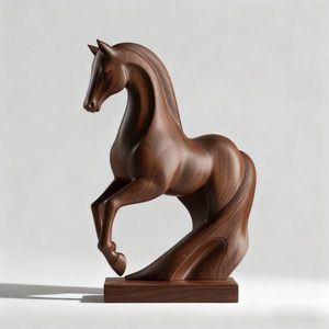 Centre de table rustique en bois sculpté à la main en forme de cheval pour la décoration du salon et comme accent de table à manger - Product Image 2