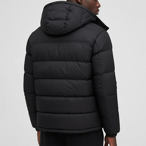 Chaqueta Acolchada Negra Personalizada para Hombre con Capucha, Logotipo Bordado, Cierre de Cremallera Resistente al Viento, Estilo Casual de Invierno, Corte Regular, Manga Larga - Product Image 2
