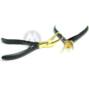 Pinzas Profesionales para Crimpar Extensiones de Cabello y Pinzas para Microperlas con Acabado Dorado y Mango Negro, Herramienta de Salón - Product Image 1