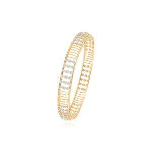 14K Yellow Gold Round Lab Grown Diamond Openwork Grid Bangle Pair - Product Image 2