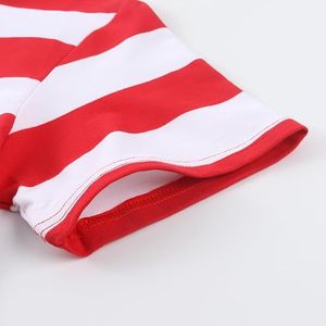 T-shirt pour homme en coton respirant à rayures rouges et blanches, col rond, grande taille |   Chemise décontractée à manches courtes pour un usage quotidien, coupe décontractée - Product Image 5