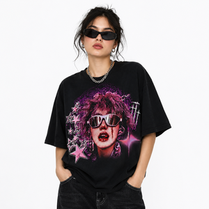 Camiseta Oversize Gráfica Vintage Personalizada de Algodón Pesado con Estampado Personalizado 100% Algodón Lavado al Ácido para Uso Cómodo Unisex - Product Image 4
