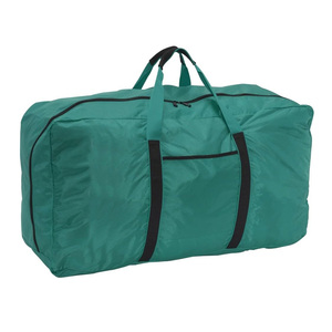 Sac de voyage en nylon noir avec bordure rouge, capacité 56-77L, fermeture à glissière, double poignée, utilisation en voyage, unisexe - Product Image 3