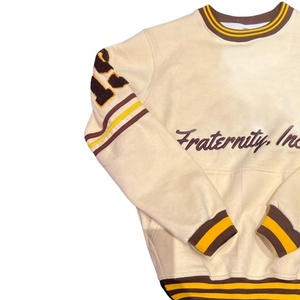 Fraternity Inc Embroidered Crew Neck <b>Fleece</b> <b>Sweatshirt</b> Men Regular Fit Knitted Cotton Winter Casual Pullover Front Logo - Product Image 3