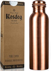 ALTAMASH CRAFT Handmade Classic Pure <b>Copper</b> Water Bottle 1.0 L <b>Screw</b>-On Lid Leak Proof for Outdoor Office Gift - Product Image 3