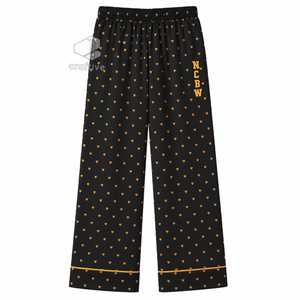 NCBW Sorority Women's <b>Black</b> Heart Print <b>Pajama</b> <b>Set</b> Button Front Long Sleeve Notched Collar Soft Contrast Piping Lounge PJs - Product Image 4