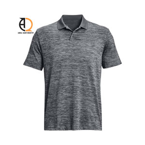 Chemises pour hommes de haute qualité en polyester solide respirant résistant à l'usure, polos décontractés à manches courtes à séchage rapide - Product Image 3