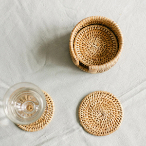 Eco Friendly Rattan Coasters Set Handwoven Round And Square <b>Table</b> <b>Mats</b> For Dining Room Restaurant And Home Wholesale - Product Image 2