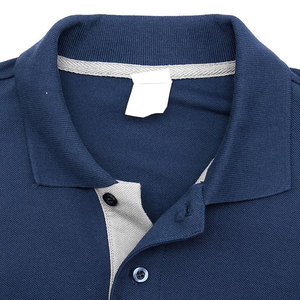 Polo de Manga Corta para Hombre, Color Azul Marino, Algodón, Transpirable, Casual, Color Sólido, Tejido de Tela, Corte Regular - Product Image 6