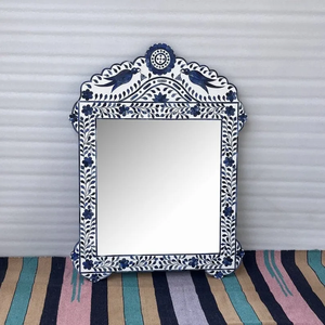 Custom Bone Inlay Modern Round <b>Mirror</b> Frame Top <b>Wall</b> Mount - Product Image 4