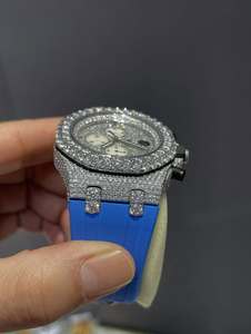 Reloj Cronógrafo Iced Out con Moissanita, Acero Inoxidable, Mecánico, Esfera Analógica, Correa de 20mm, Cierre de Pulsera, Lujo, Estilo Hip Hop - Product Image 3