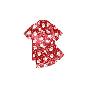 Conjunto de Pijama de Seda para Mujer, Suave, de Manga Corta, con Botones, Top y Pantalones Cortos, 2 Piezas - Product Image 1