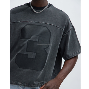 <b>Mens</b> 100% Cotton Regular Fit Regular <b>Silk</b> Screen Printed Knitted Eco-Friendly Vintage Neck Acid Washed Crop T <b>Shirts</b> for Summer - Product Image 4