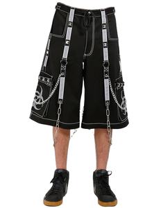 Baggy unisexe gothique pantalon bretelles croisées coupe ample fermeture éclair et chaîne détails personnalisé réflecteur pantalon hommes femmes gothique pantalon pantalon - Product Image 4