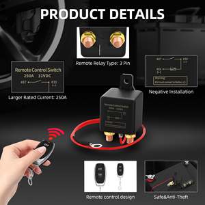 250A 12V <b>Remote</b> Control Battery Disconnect <b>Switch</b> Kit For Car Truck RV Boat Motorcycle Anti-Theft Protection - Product Image 4