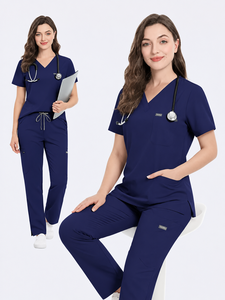 Combinaison Médicale Unisexe OEM ODM en Gros, Uniforme d'Infirmière Personnalisé à Marque Privée, Une Pièce en Polyester Tricoté et Rayonne pour Hôpital - Product Image 1