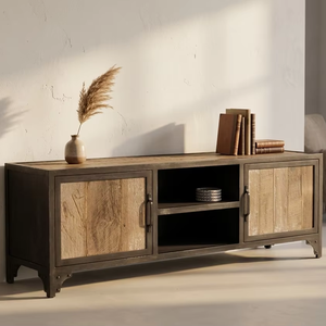 Meuble TV et commode Arcana en teck massif sur mesure avec 4 tiroirs, écologique, pour chambre et salon, mobilier de luxe - Product Image 2