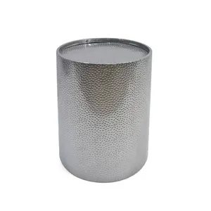 Mesa de Centro de Metal Dorado de Lujo con Tapa de Vidrio Ovalada y Estructura de Diseño Contemporáneo, Mesa Auxiliar Redonda de Metal Moderna con Textura - Product Image 3