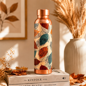 <b>Hot</b> Selling Handcrafted Copper <b>Water</b> <b>Bottle</b> Floral Printed Design Reusable Drinkware for Home Office Travel Fitness Gifts Use - Product Image 1