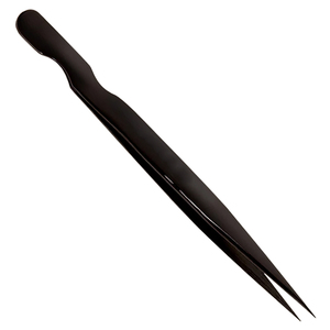 Pince à épiler professionnelle en acier inoxydable noir avec logo personnalisé, pointe droite, haute précision, légère et durable, pour cils - Product Image 2