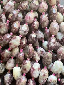 Cuentas de turmalina natural facetadas en forma de barril, color rojo rubí oscuro, hermosa cadena completa para joyería. - Product Image 4