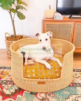 Vente en gros Vietnam de lit en jonc de mer naturel pour animaux de compagnie lit en fibre imperméable respirant personnalisé pour chat et chien accessoires à motif solide