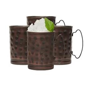 Meilleures ventes à prix bas : Ensemble de 2 tasses Moscow Mule faites à la main en cuivre et acier inoxydable, de qualité supérieure, avec texture martelée - Product Image 6