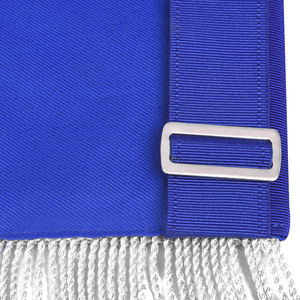 Tablier de maître de loge bleu - Broderie argentée avec ruban bleu, couronne et franges, broderie personnalisée et présentation de qualité supérieure. - Product Image 6