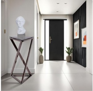 Modern <b>Black</b> Marble Look <b>Console</b> <b>Table</b> Metal Side <b>Table</b> Triangle Coffee <b>Table</b> Decorative Accent Furniture - Product Image 6