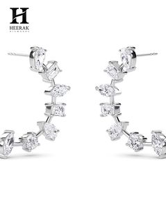 Luxury Mixed Cut Diamond Open Hoop Earrings 18K White Gold Multi Shape Pear <b>Emerald</b> Marquise Lab Grown Diamond Earrings Women - Product Image 4
